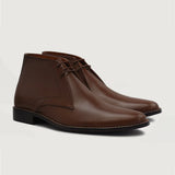 Corry Chukka Brown Leather Boots For Men in Brown Full-Grain Leather - Lateral Side Profile View | Buy Online