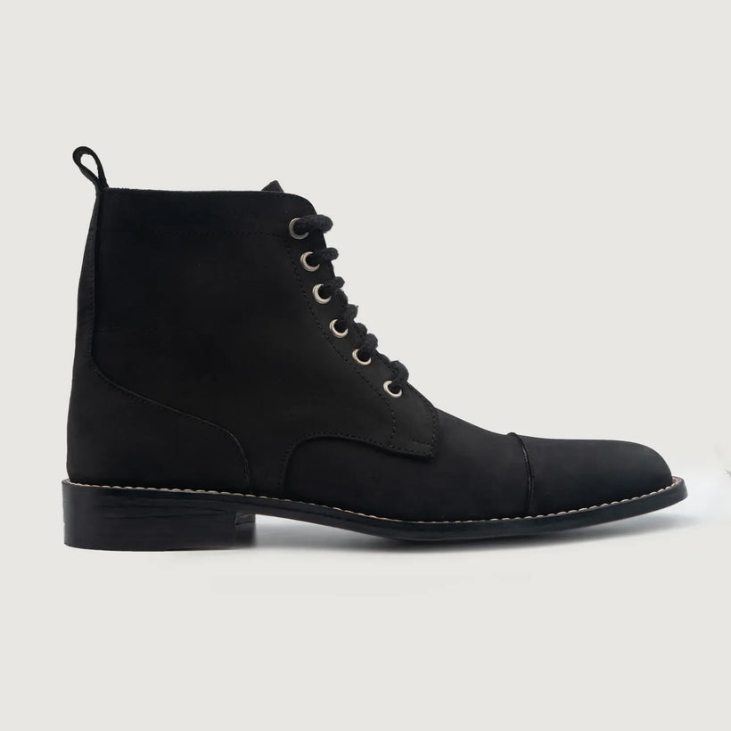 Knight Derby Черный Nubuck Кожаные ботинки для Мужчин