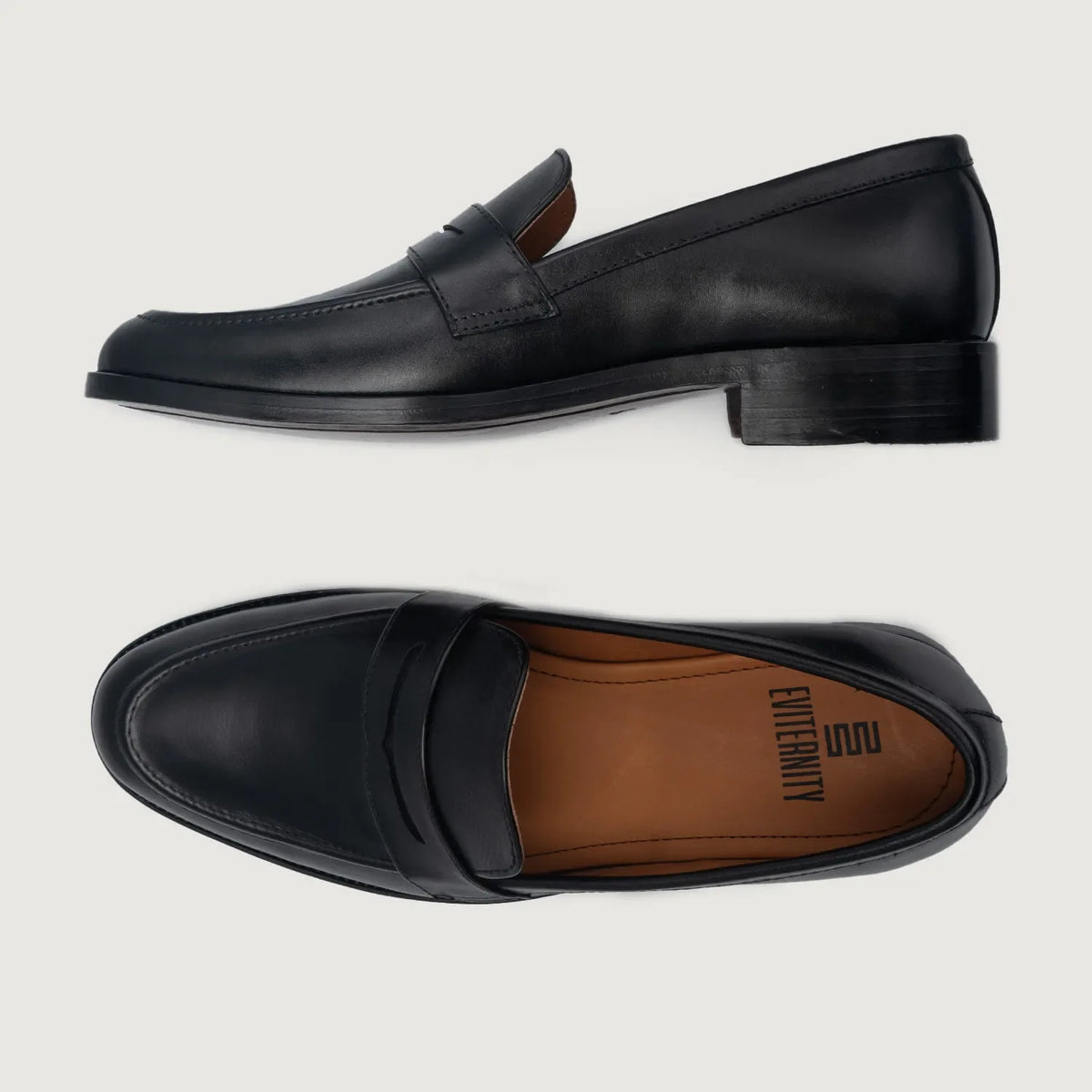 Baxton Черный Кожаные лоферы для Мужчин For Men - Усиленный задник и точная двойная строчка
