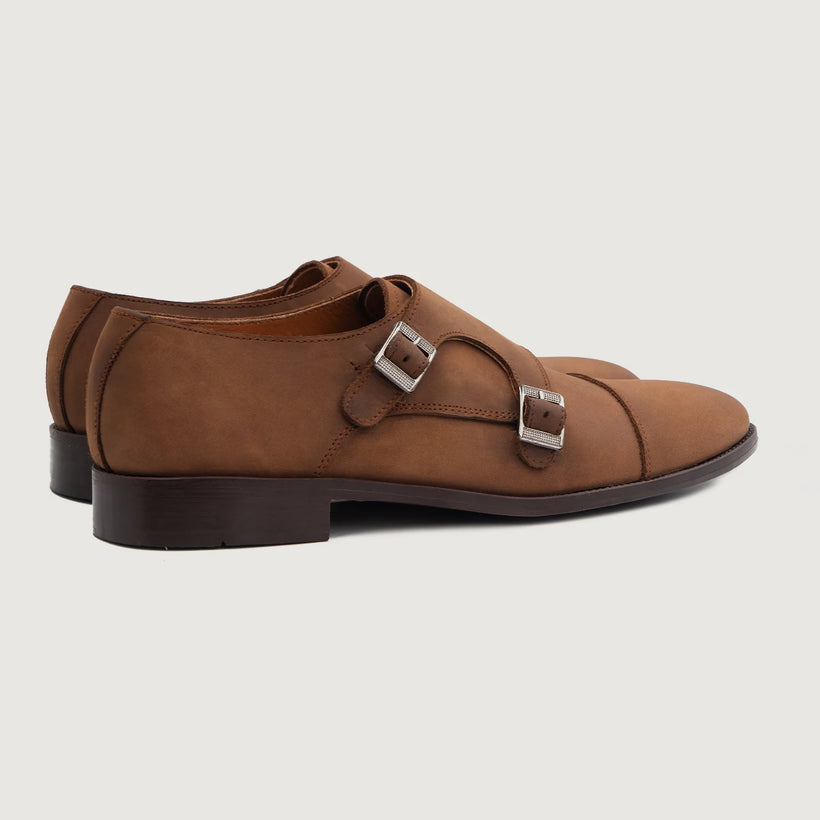 Boston Double Monk Strap Oil Pull-up Коричневая Leather Shoes мужская