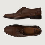 Dirk Brogues Derby Brown Leather Shoes For Men - Reinforced Heel Counter & Precision Double-Row Stitching Detail