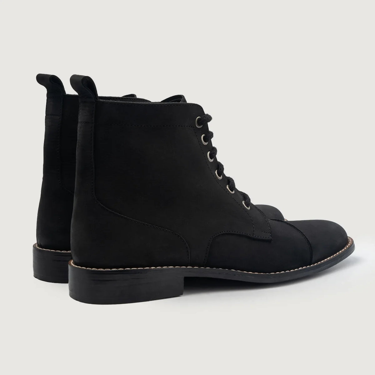 Knight Derby Черный Nubuck Кожаные ботинки для Мужчин For Men - Усиленный задник и точная двойная строчка
