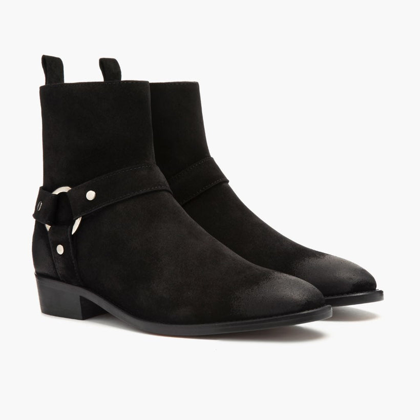 Harness Черный Suede Кожаные ботинки для Мужчин