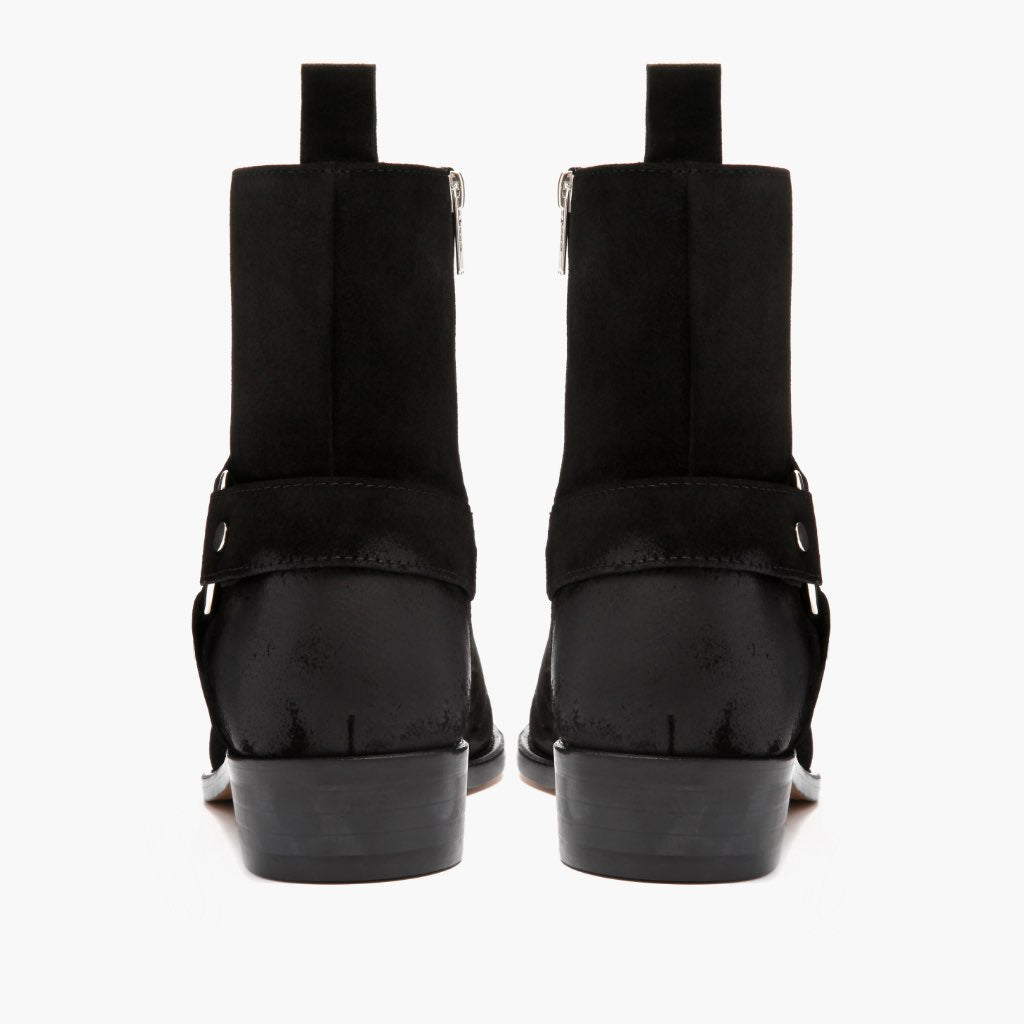 High-Traction Rubber Outsole & Lug Tread Pattern on Harness Черный Suede Кожаные ботинки для Мужчин