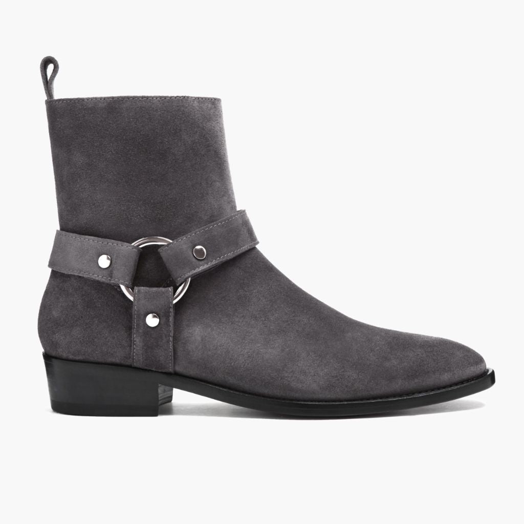 Grey Goatskin Suede Leather Boots - Рантовая конструкция Goodyear Welt и носок обуви