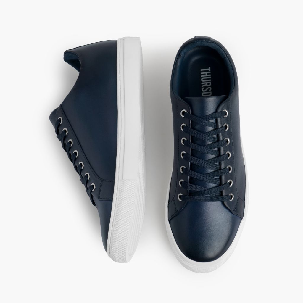 Premier Low Top Deep Синий Кожаные кеды для Мужчин For Men - Усиленный задник и точная двойная строчка