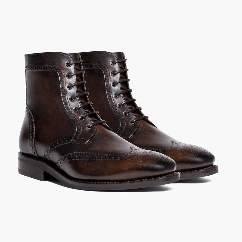 Wingtip Dark Oak Leather Boots мужская