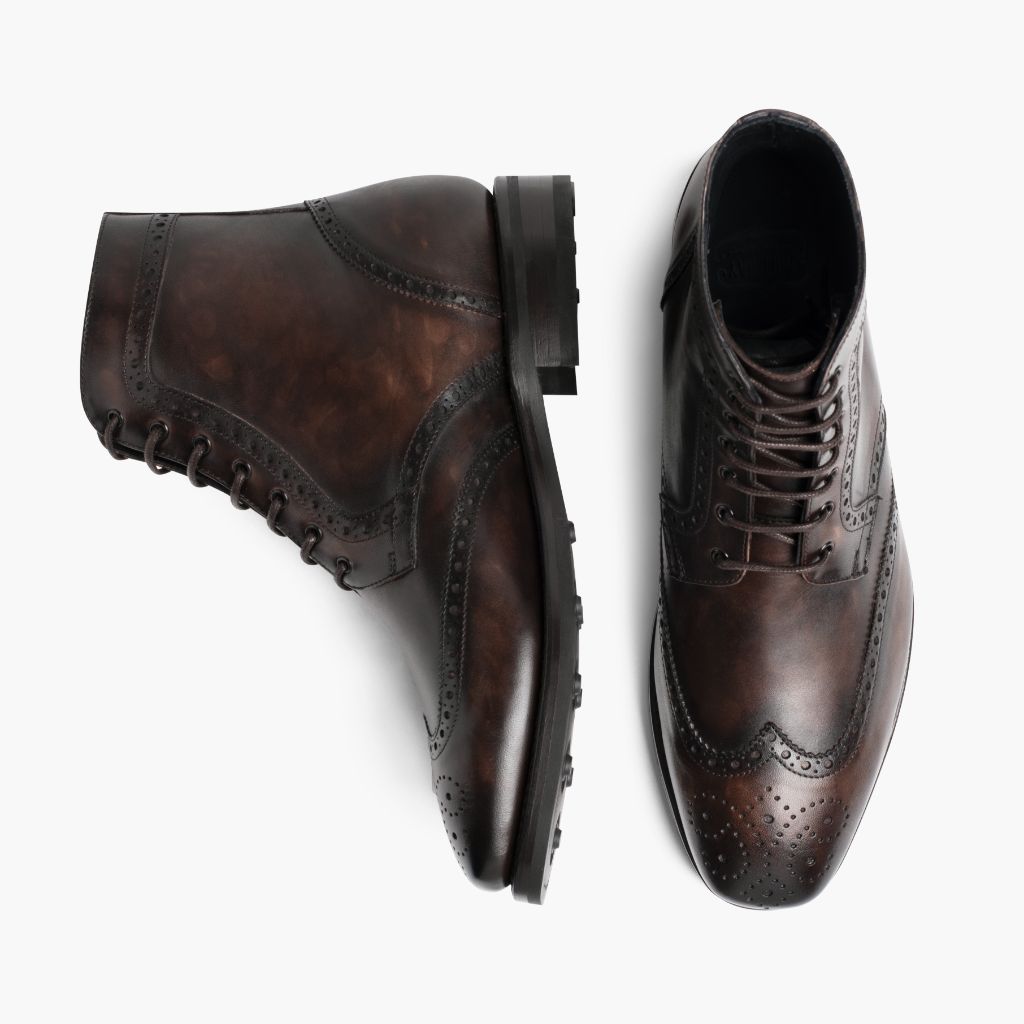 Wingtip Dark Oak Кожаные ботинки для Мужчин For Men - Усиленный задник и точная двойная строчка