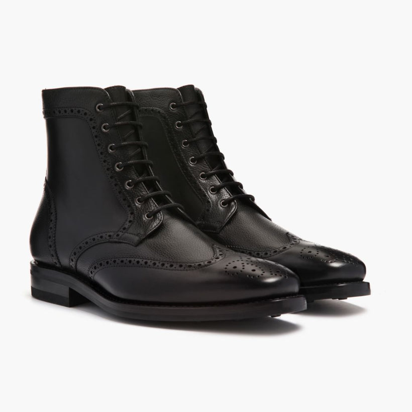 Wingtip Черная Leather Boots мужская