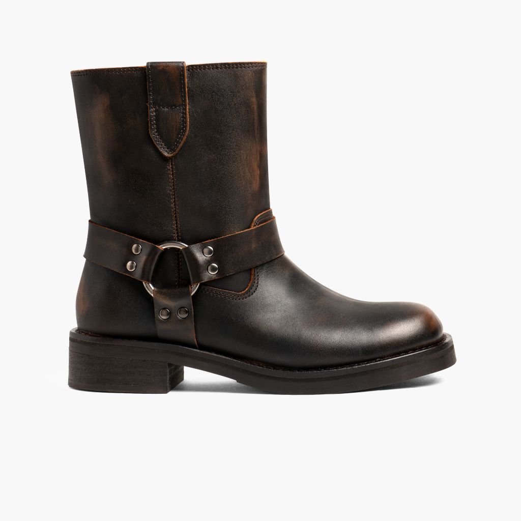 Outlaw Vintage Коричневый Кожаные ботинки для Женщин in Vintage Brown Full-Grain Leather - Вид сбоку | Купить в официальном онлайн-магазине