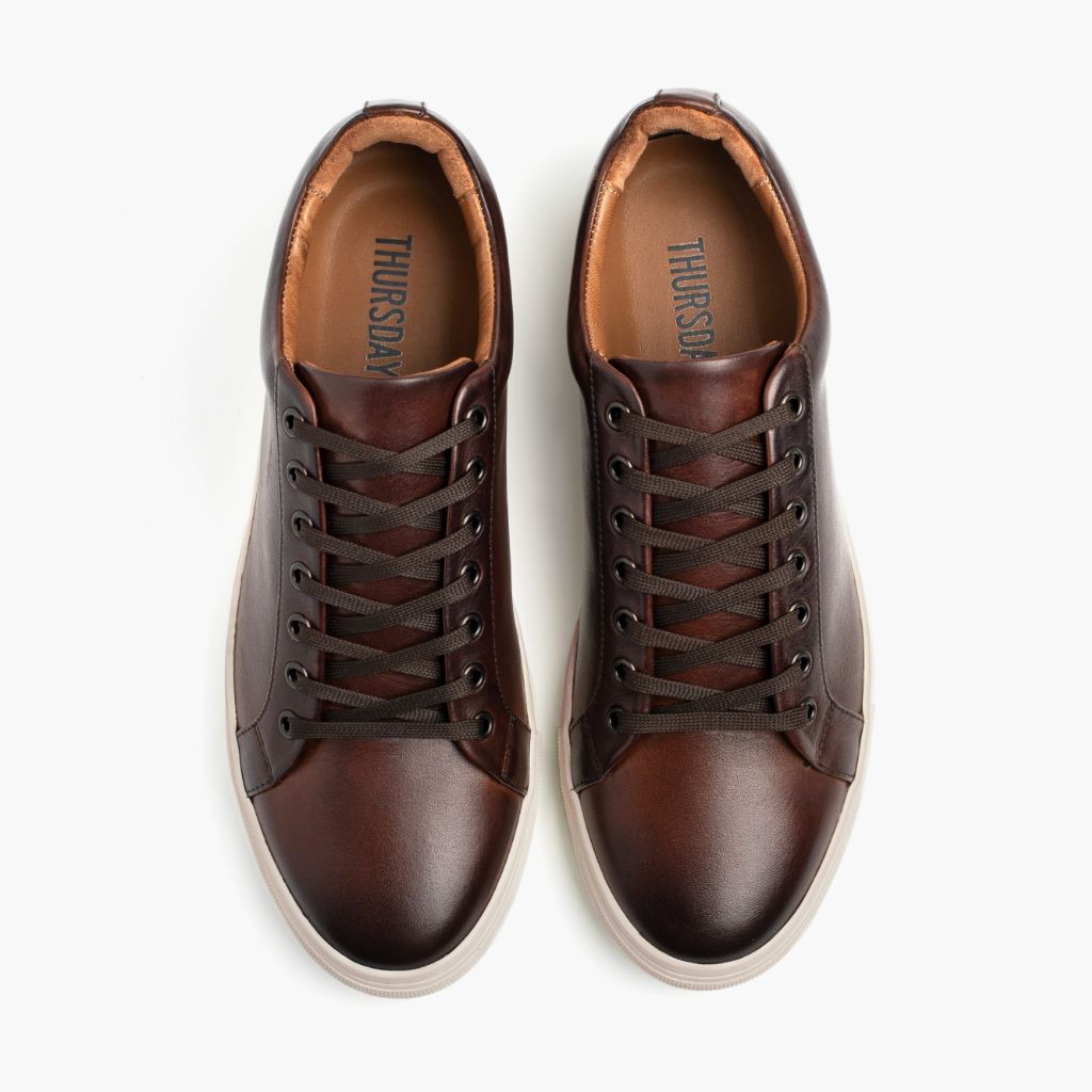 Premier Low Top Coffee Кожаные кеды для Мужчин For Men - Усиленный задник и точная двойная строчка