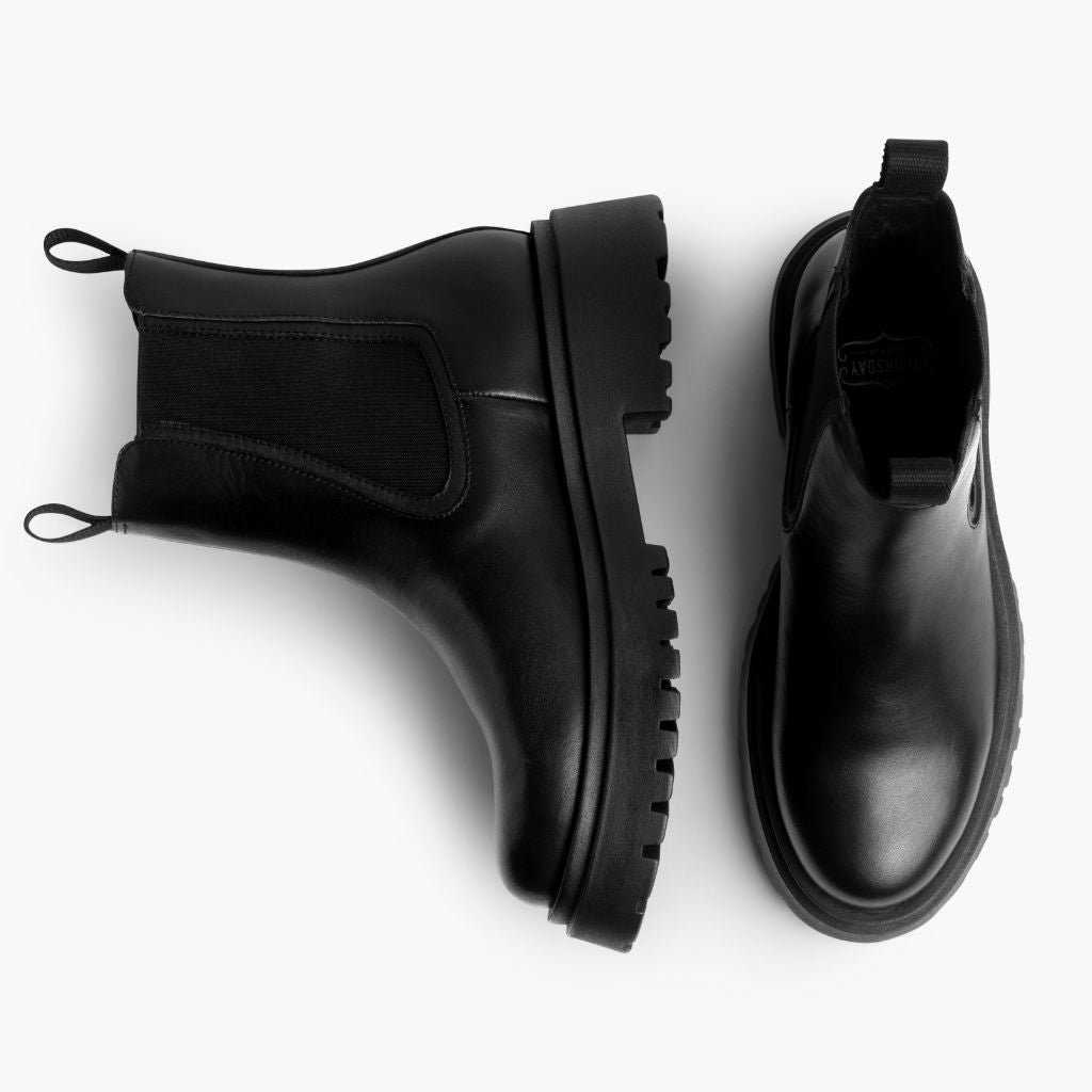 High-Traction Rubber Outsole & Lug Tread Pattern on Legend Platform Черный Кожаные ботинки для Женщин