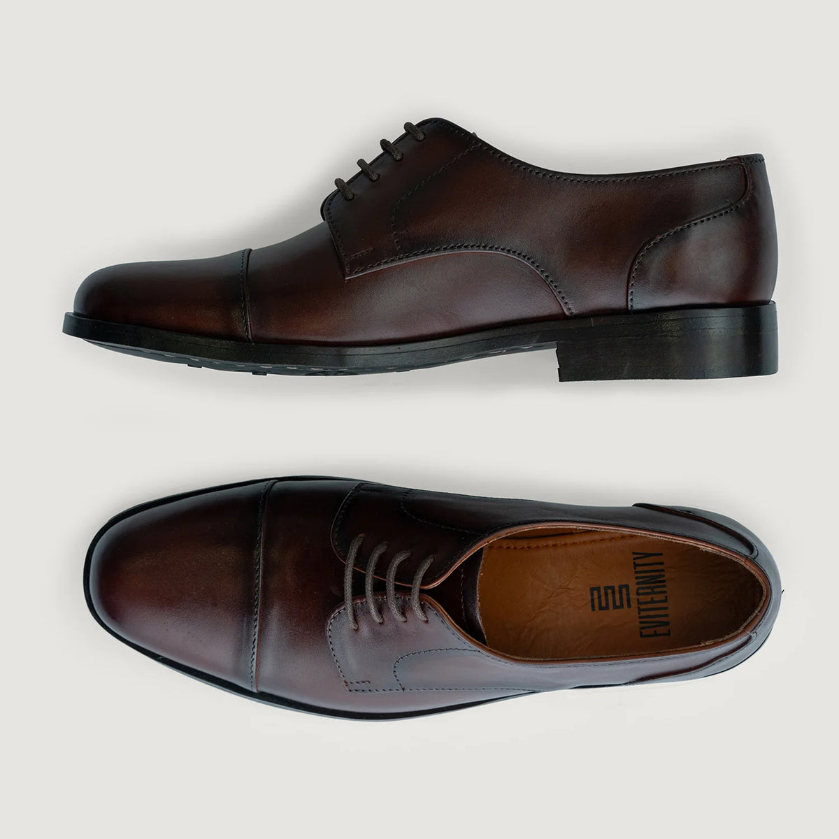 Attorney Derby Brown Leather Shoes For Men - Усиленный задник и точная двойная строчка