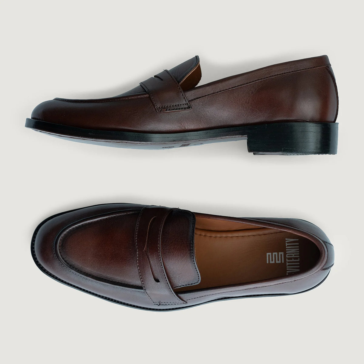 Baxton Burnished Коричневый Кожаные лоферы для Мужчин For Men - Усиленный задник и точная двойная строчка