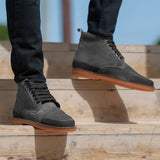 Carnell Moc Toe Grey Suede Boots - Reinforced Heel Counter & Precision Double-Row Stitching Detail