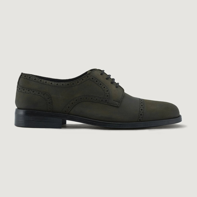 Dirk Brogues Derby Olive Oil Pullup Leather Shoes - StudGuard мужская