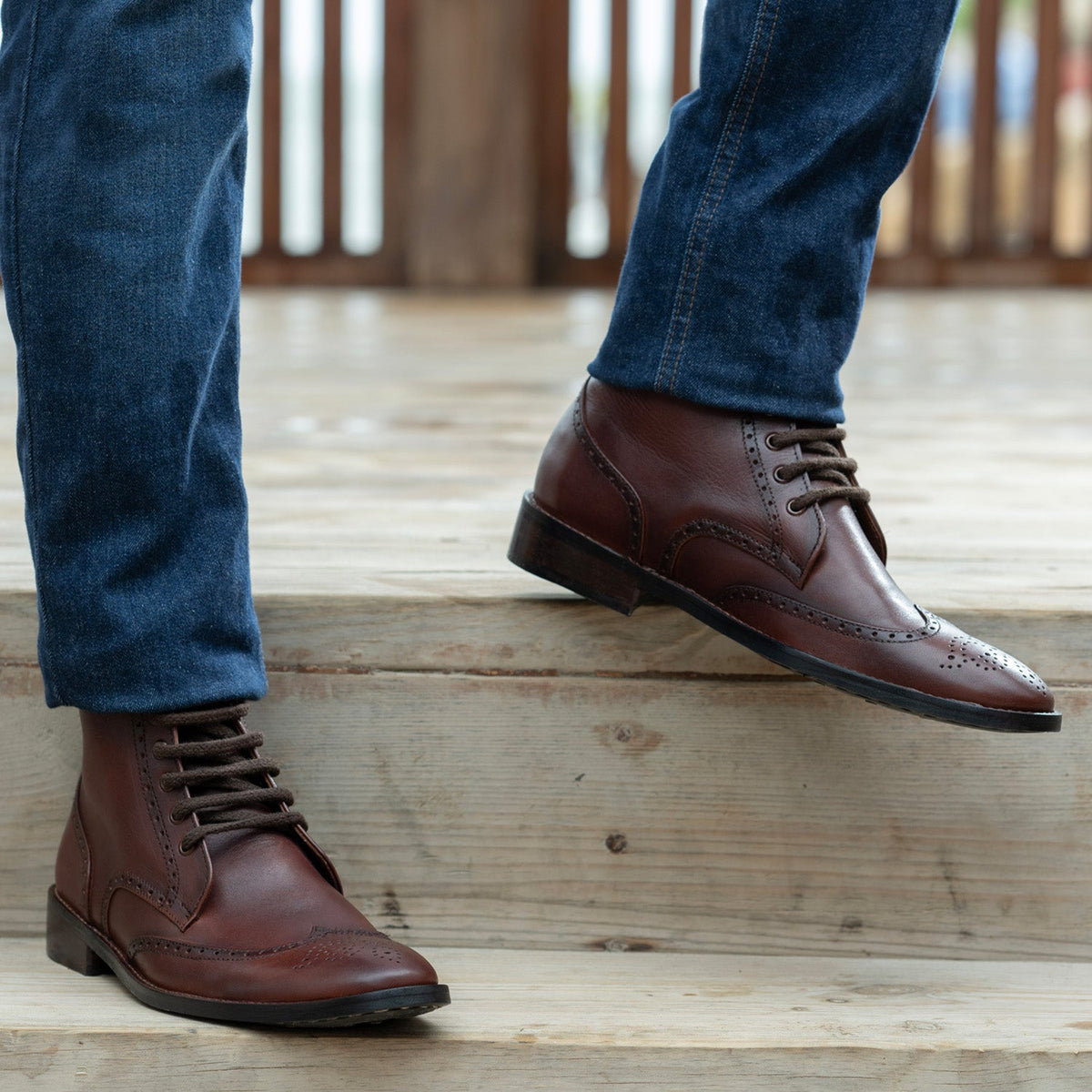 Orlaven Duster Brogues Derby Коричневый Burnished Кожаные ботинки - StudGuard для Мужчин footwear image 9