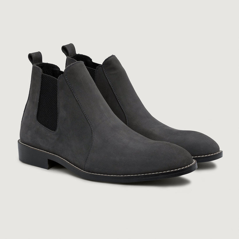 Clarkson Chelsea Grey Nubuck Leather Boots - StudGuard мужская