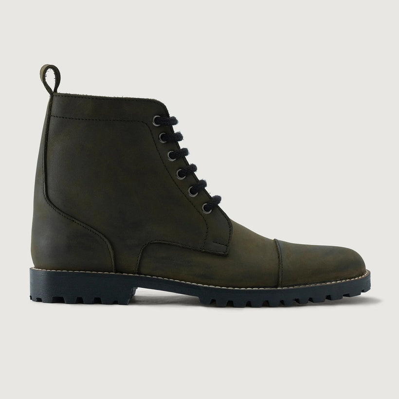 Knight Derby Olive Оливковый Pullup Кожаные ботинки - TerraGrip для Мужчин