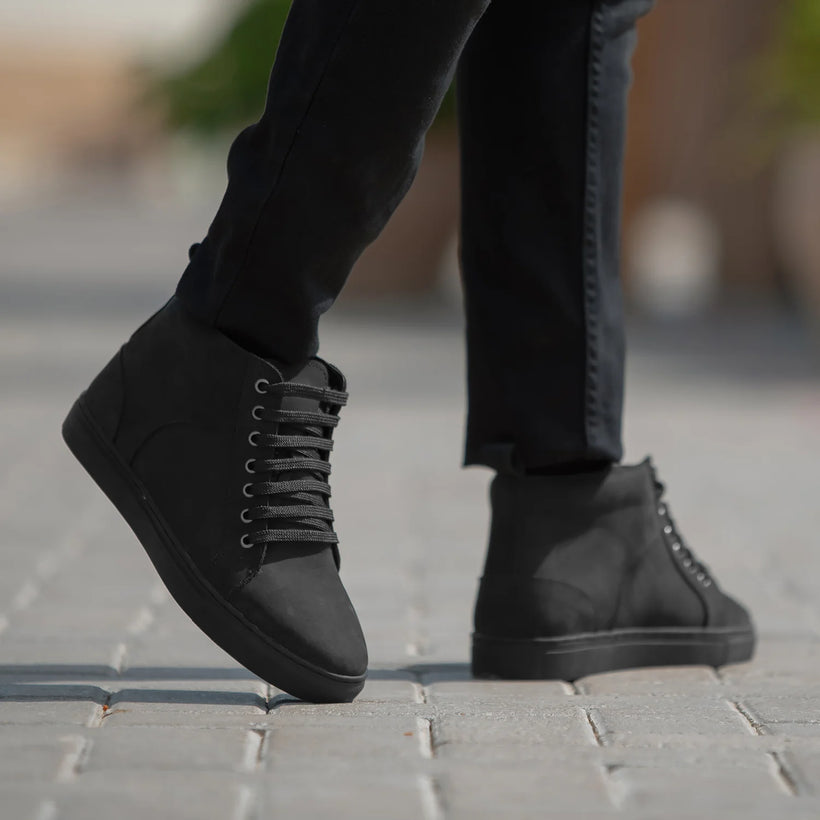 Marty High Top Черный Nubuck Кожаные кеды для Мужчин