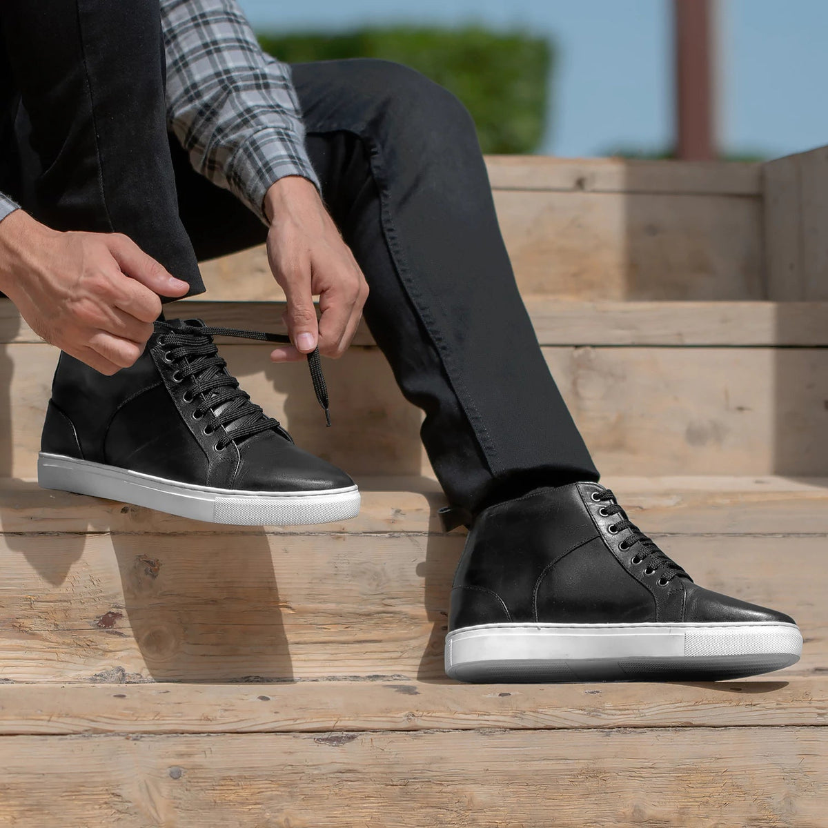 Orlaven Marty High Top Черный Кожаные кеды для Мужчин footwear image 10