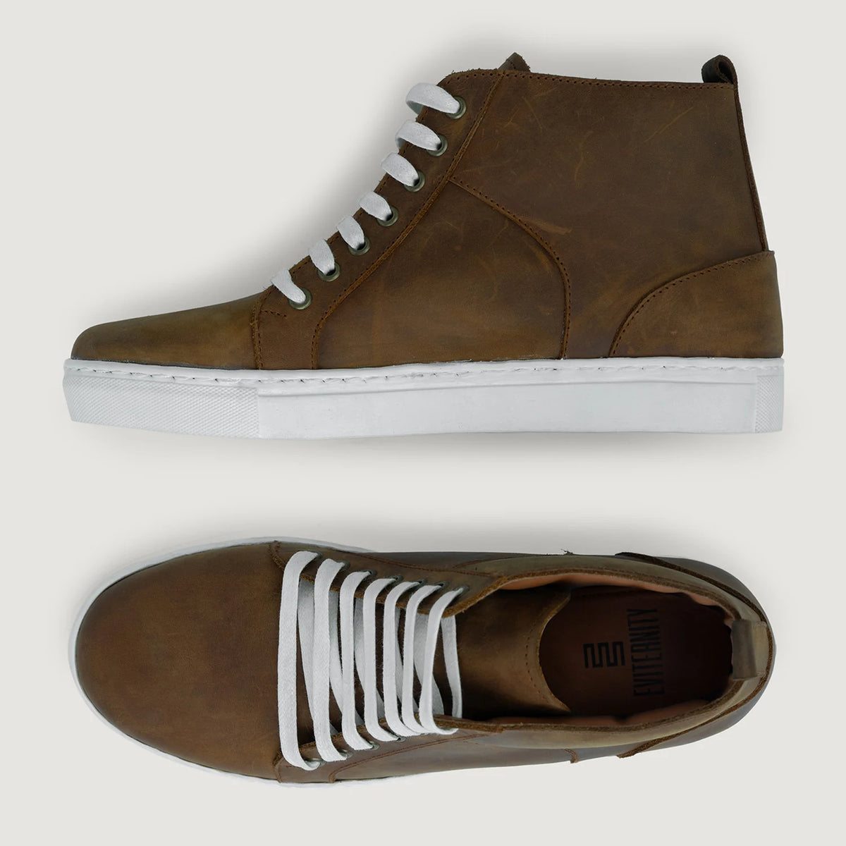 High-Traction Rubber Outsole & Lug Tread Pattern on Marty High Top Burnt Copper Pullup Кожаные кеды для Мужчин For Men