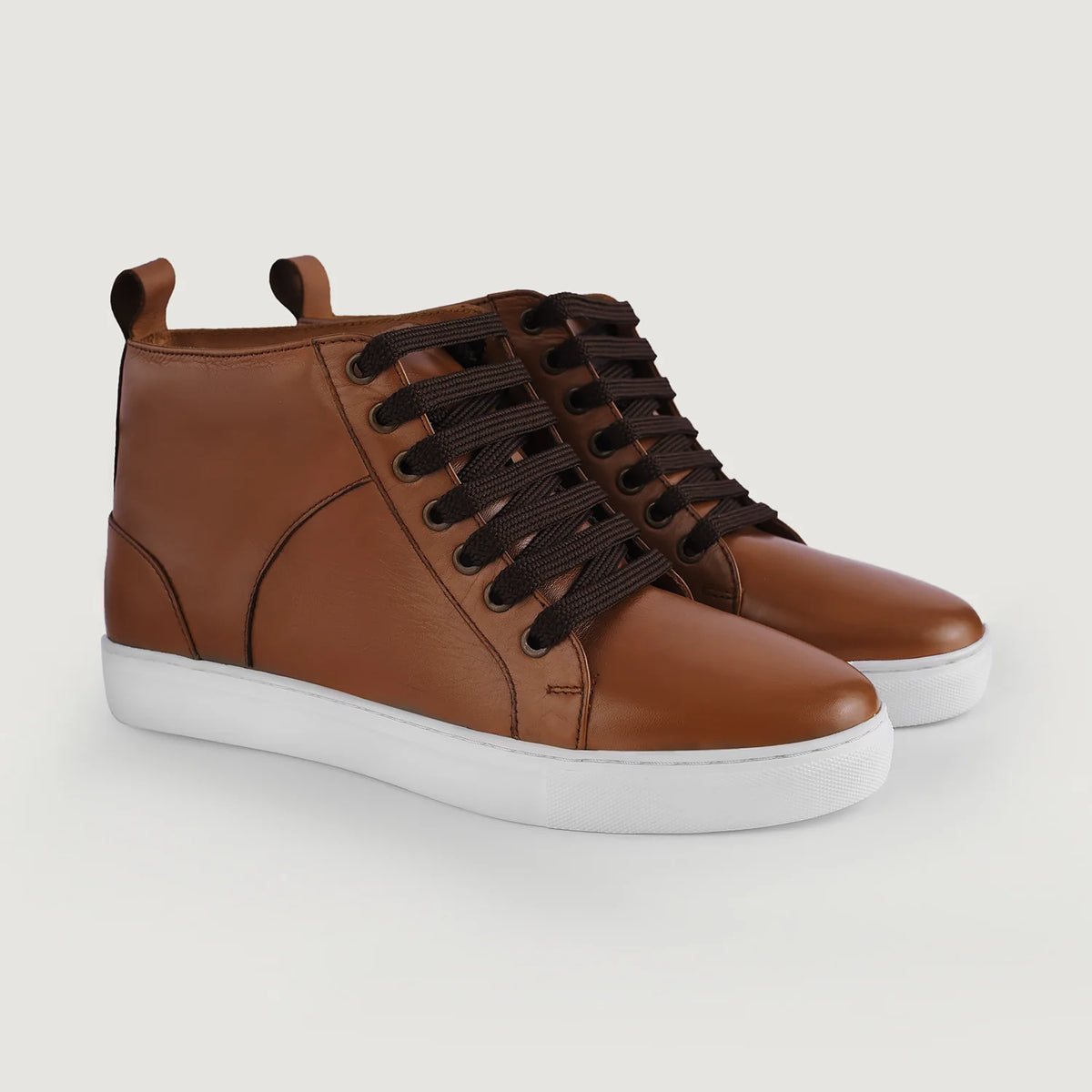 Marty High Top Рыжий Кожаные кеды для Мужчин in Tan Full-Grain Leather - Вид сбоку | Купить в официальном онлайн-магазине