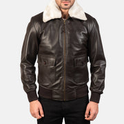 
Крупный план деталей of Shirt with Removable Fur & Zipper Hardware on Airin G-1 Коричневый Кожаный бомбер для Мужчин