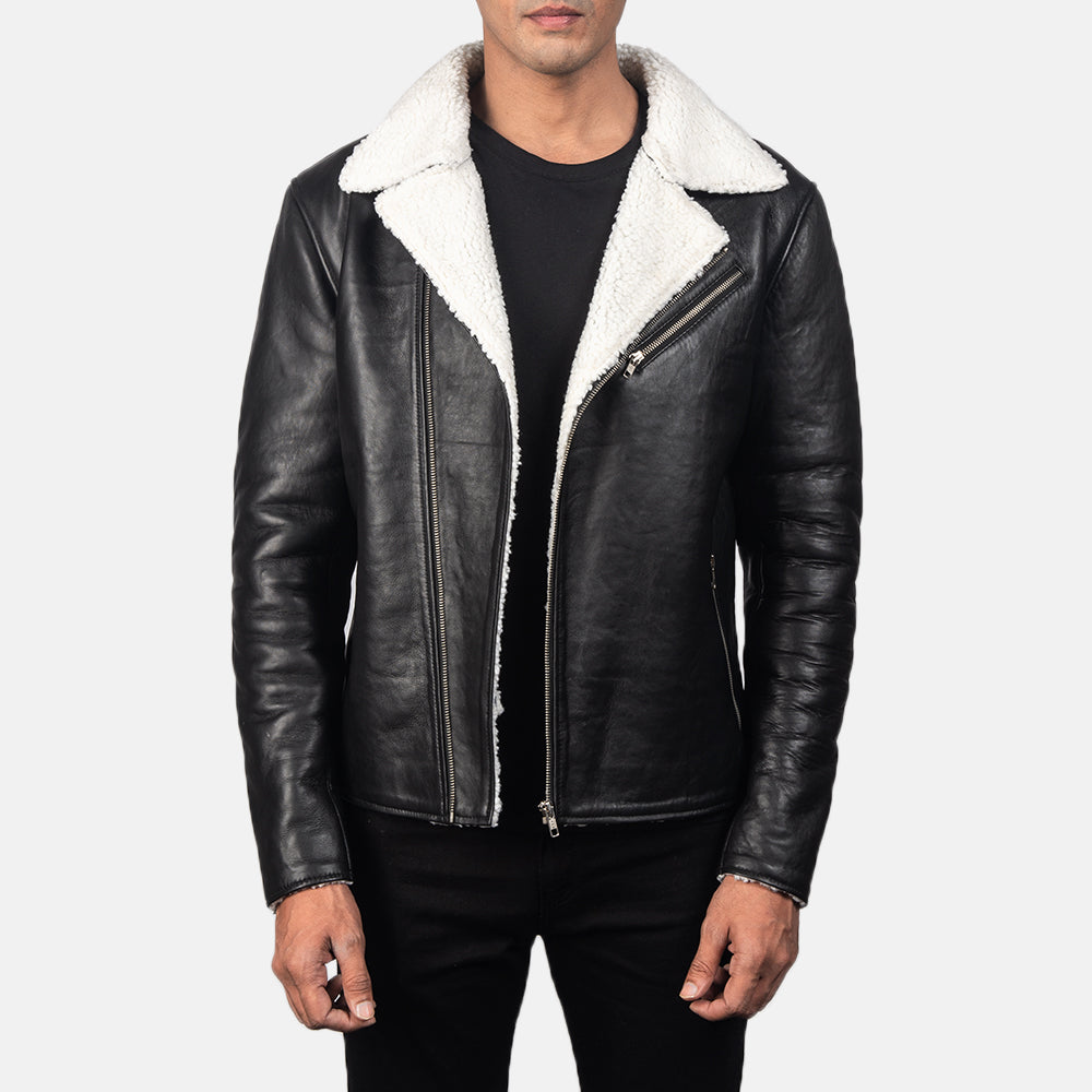 
Alberto White Shearling Черный Кожаная куртка для Мужчин - Вид спереди и приталенный силуэт | Купить в официальном онлайн-магазине