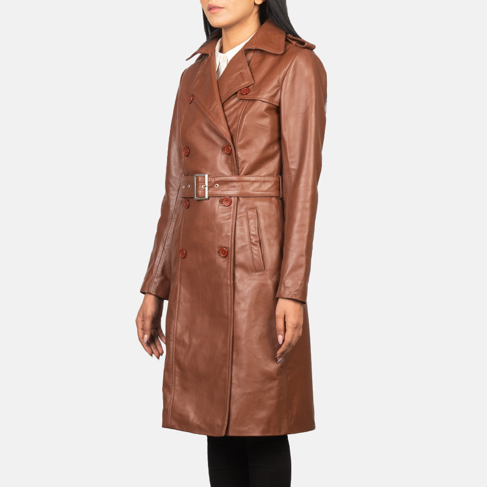 
Black Cowhide leather Coat - Вид сзади, подчеркивающий посадку по плечам и ровный край