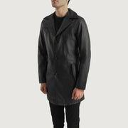 Black Cowhide leather Blazer - Вид сзади с идеальной посадкой по плечам и ровным подолом