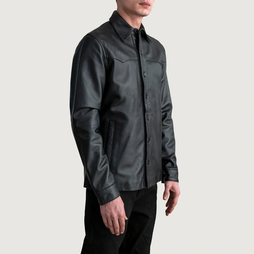 Bronco Черная Leather Shirt мужская