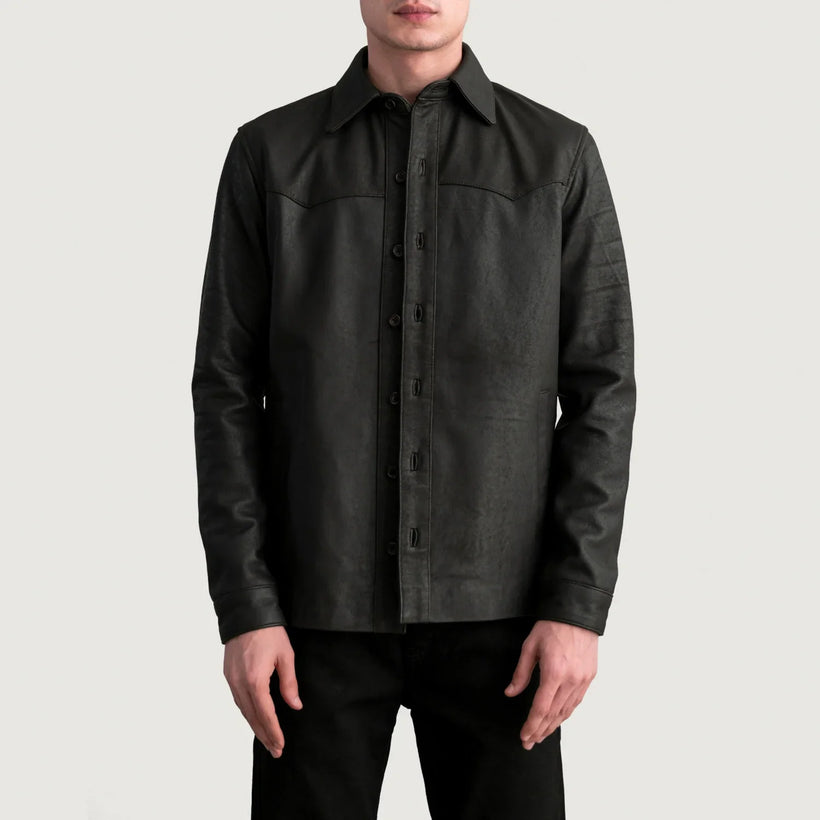 Bronco Tumbled Коричневая Leather Shirt мужская