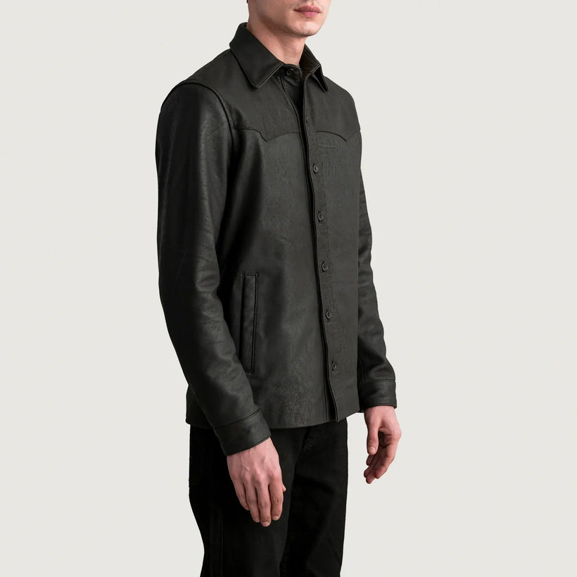 Bronco Tumbled Коричневая Leather Shirt мужская