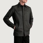 
Bronco Tumbled Коричневый Leather Shirt для Мужчин - Вид сбоку, демонстрирующий эргономичный крой рукава
