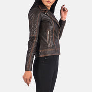 
Vintage Brown Goatskin Leather Biker Jacket - Вид сзади, подчеркивающий посадку по плечам и ровный край