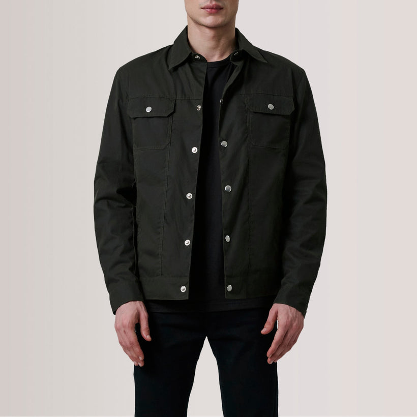 Colberto Olive Waxed Canvas Trucker Кожаная куртка мужская
