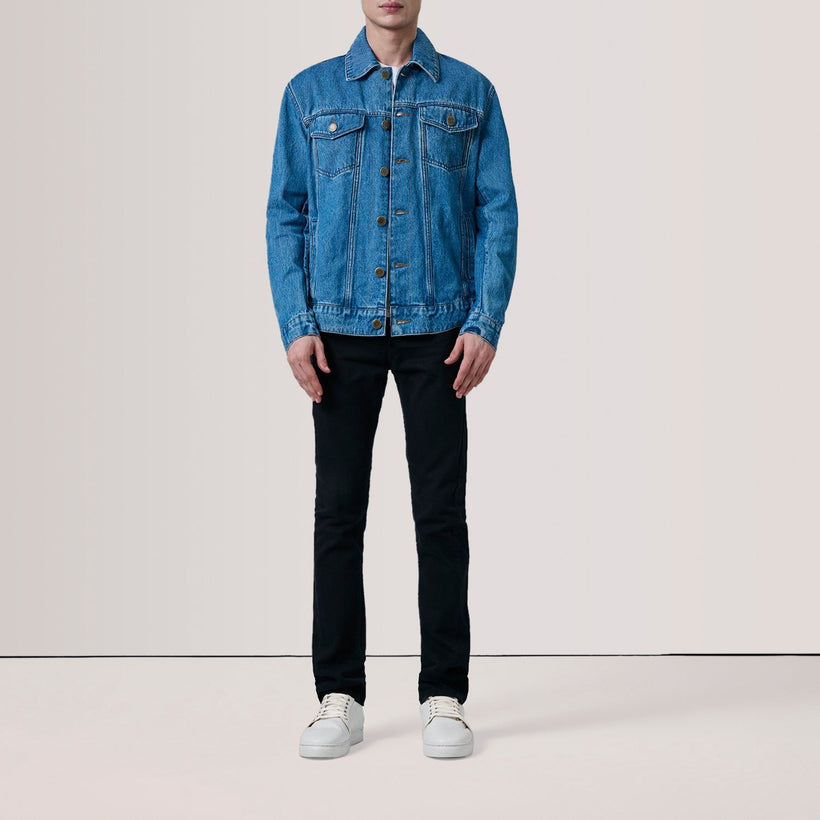 Conard Синяя Denim Trucker Кожаная куртка мужская