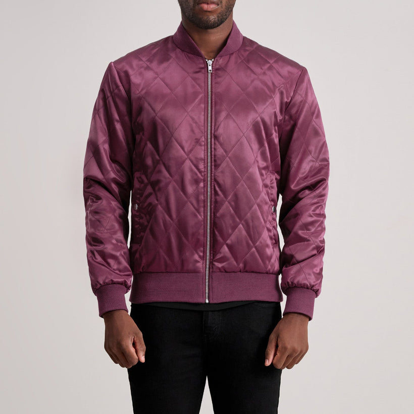 Danson Quilted Бордовая Varsity Кожаная куртка мужская