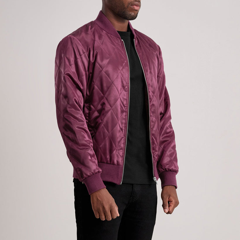 Danson Quilted Бордовая Varsity Кожаная куртка мужская