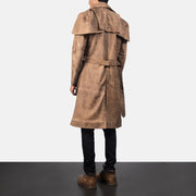 
Deux Коричневый Leather Duster для Мужчин - Вид сбоку, демонстрирующий эргономичный крой рукава