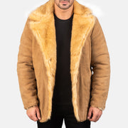 
Beige Goatskin suede Jacket - Вид сзади, подчеркивающий посадку по плечам и ровный край