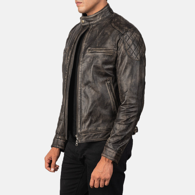 Gatsby Distressed Коричневый Кожаная куртка для Мужчин