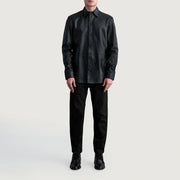 
Крупный план деталей of Shirt & Leather Buttons Hardware on Haven Black Leather Shirt