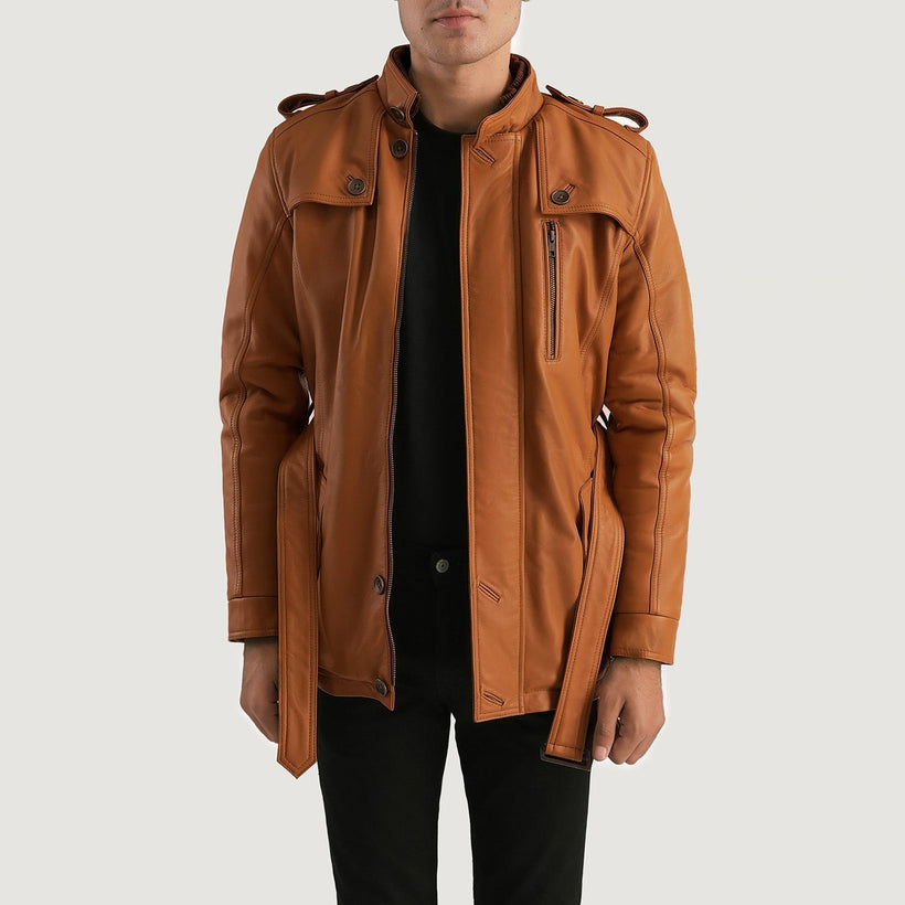Hunter Рыжий Коричневый Fur Кожаная куртка для Мужчин