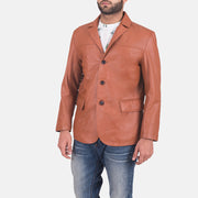 
Brown Sheepskin leather Blazer - Вид сзади, подчеркивающий посадку по плечам и ровный край