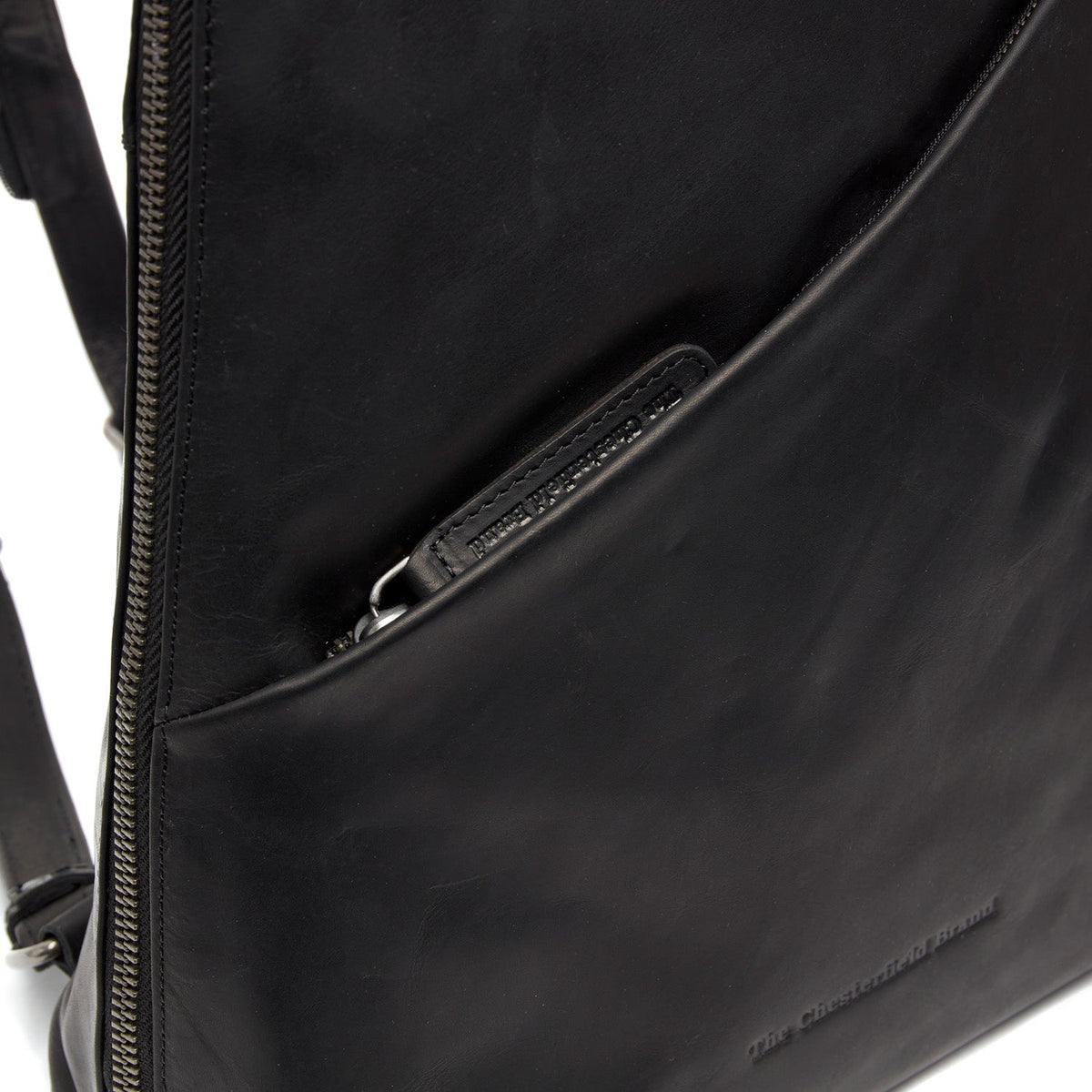 Classic 100% Full-Grain leather Backpack - Rear Perspective Showing Reinforced Leather Straps &amp; Stitching