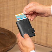
Classic 100% Full-Grain Leather Card Holder - Вид сзади с усиленными кожаными ремнями и прострочкой