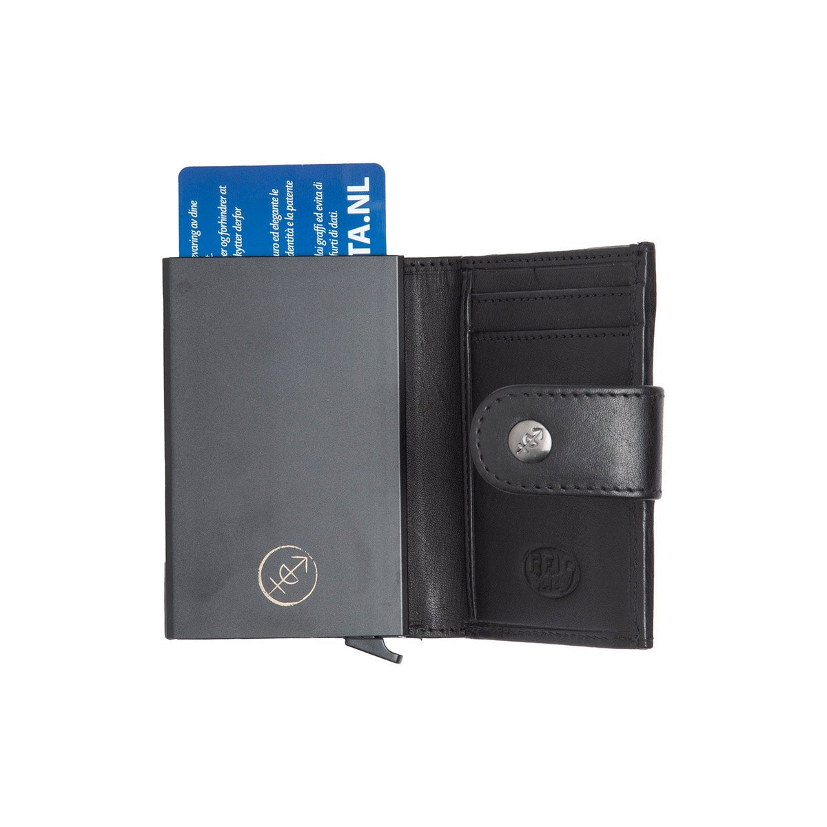 
Classic 100% Full-Grain Leather Card Holder - Вид сзади с усиленными кожаными ремнями и прострочкой