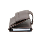 Solid Antique Brass Hardware &amp; Heavy-Duty Dual Zipper Detail on Varrano Цельнозерновая кожа Card Holder женская